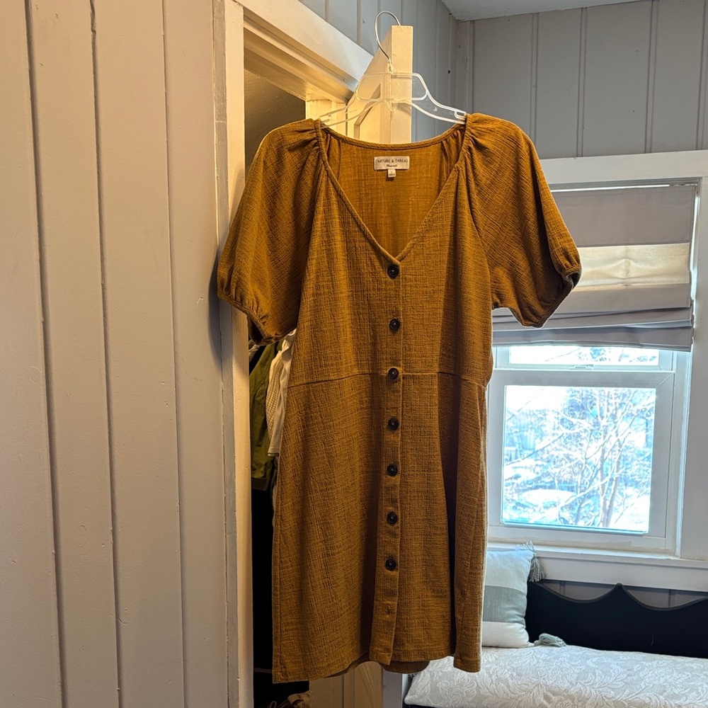 Madewell Golden Button-Front Mini Dress